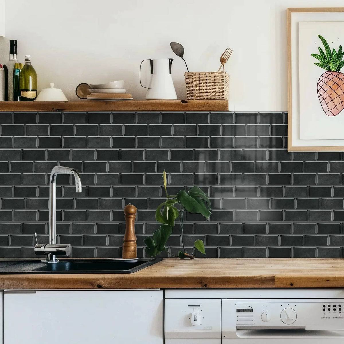 6pcs/12pcs/24pcs Faux Marble Tile Wall Stickers, Self Adhesive Decal, Waterproof Oil-proof Easy-to-Apply Design, Suitable for Kitchen, Bathroom, Living Room Wall Decoration, Decorative Wall Sticker, 5.9in x 11.8in #TOP PICKS