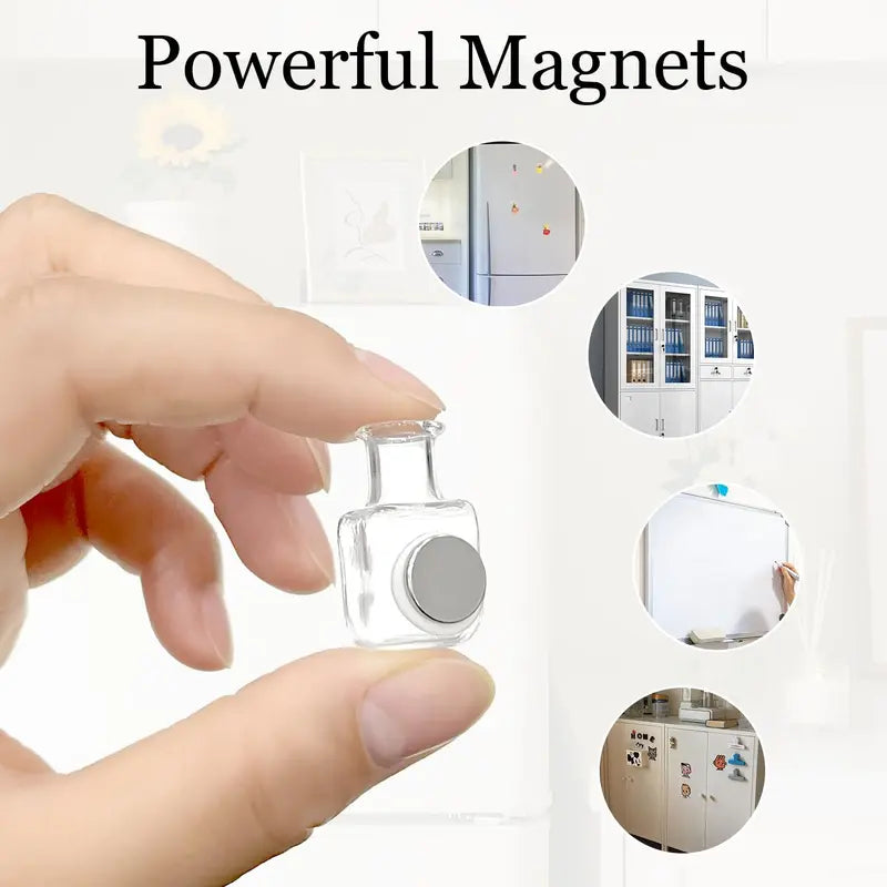 10pcs Magnetic Compact Metal Cute Mini Glass Vase Set - Customizable, Durable Glass for Daily Use, Magnetic Hold Plus Vase Function, Refrigerator Decor, Home Office Gift Accessories