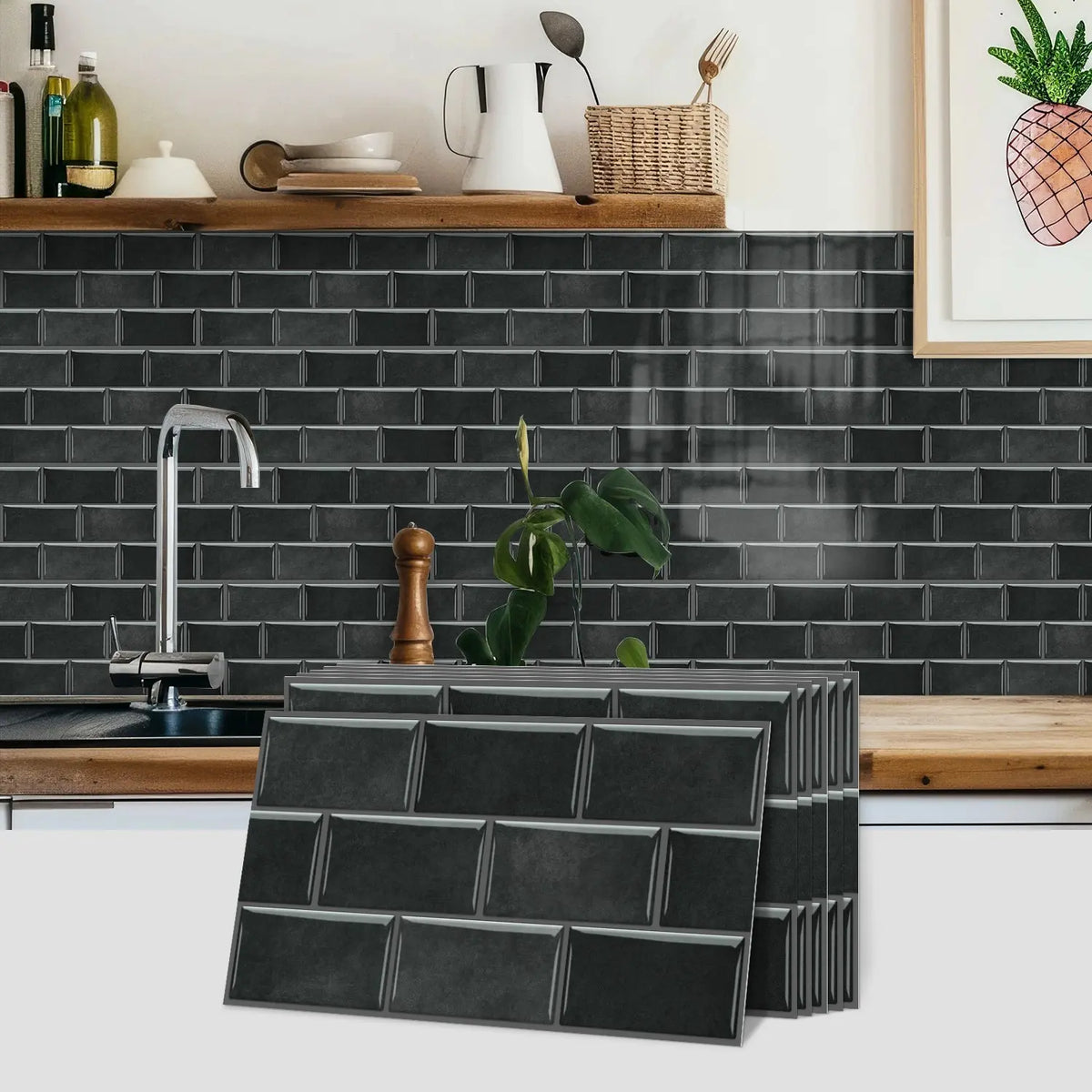 6pcs/12pcs/24pcs Faux Marble Tile Wall Stickers, Self Adhesive Decal, Waterproof Oil-proof Easy-to-Apply Design, Suitable for Kitchen, Bathroom, Living Room Wall Decoration, Decorative Wall Sticker, 5.9in x 11.8in #TOP PICKS