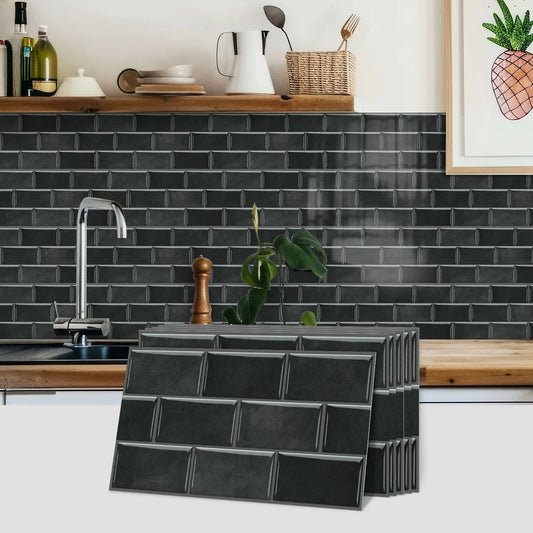 6pcs/12pcs/24pcs Faux Marble Tile Wall Stickers, Self Adhesive Decal, Waterproof Oil-proof Easy-to-Apply Design, Suitable for Kitchen, Bathroom, Living Room Wall Decoration, Decorative Wall Sticker, 5.9in x 11.8in #TOP PICKS