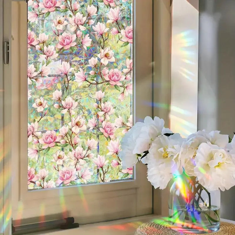Double Sided Flower Pattern Window Film, Reusable Static Cling Window Sticker, Waterproof Sunshade Sticker, Waterproof Decal, Floral Pattern Sticker, Decorative Sticker for Home and Office Decoration, Ornaments, Interior