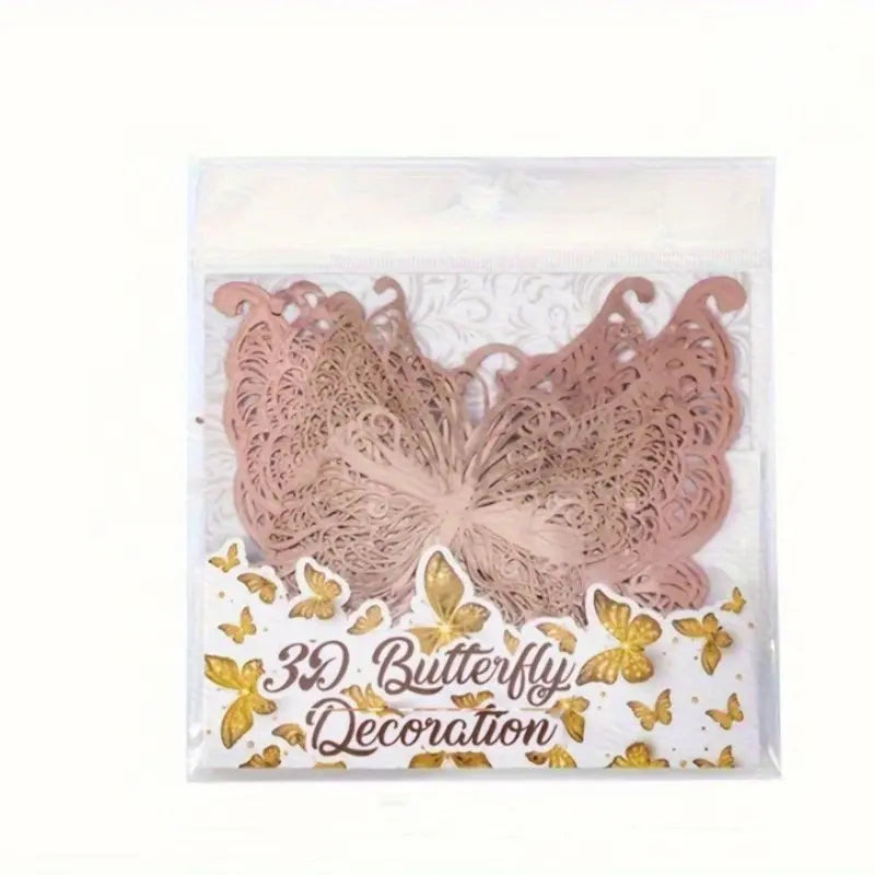 12/72 Pcs 3D Butterfly Unique Wall Decor Set, Hollow-Design Gold Butterflies for Party Decor and Bridal Shower, Creative Butterfly Stickers for Gift Boxes, Flower Arrangements and DIY Home Decoration, Decoration Items