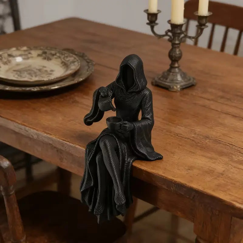 Dark Gothic Death God Sculpture, Craft Decorative Figurine, Unique Gift for Horror Fans, Medieval Goth Art Piece, Halloween Decoration, Resin Decor, Resin Figure
