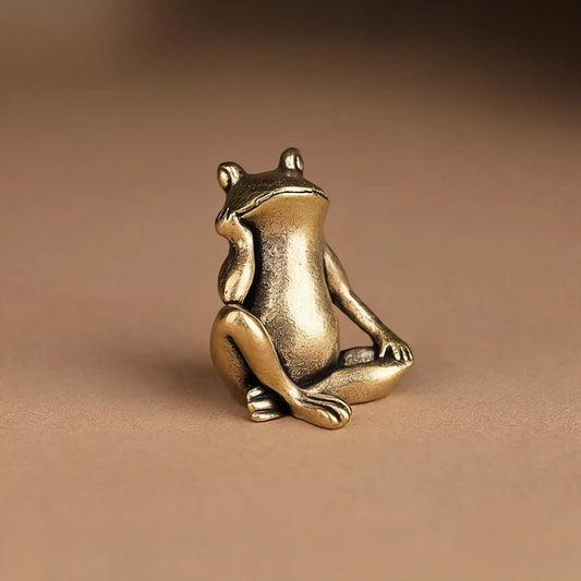 Handcrafted Brass Frog Sculpture, Decorative Sculptures, Art Figurine, Vintage-Inspired Meditative Pose, Polished Metal Home Decor, Home Decor Statue, Living Room Decor, Statue Figurines, Decoration Figure, Unique Gift for Collectors and Nature Lovers
