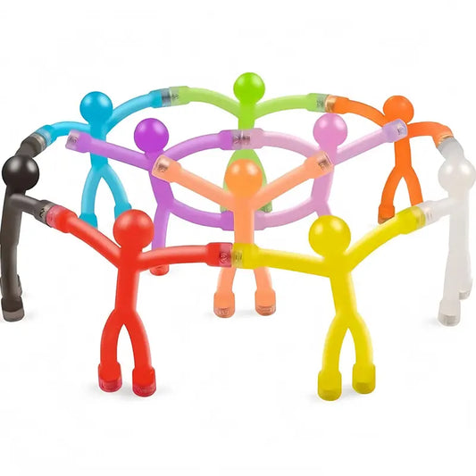 10-PC Magnetic Army Men Set - 10-pc Character Mix, Compact Bendable Translucent Humanoid Magnets, STEM Sensory Fidget Tools for Kids Ages 3+, Fridge/Whiteboard Toys, Glow in Light Decor for Focus, Travel Gifts